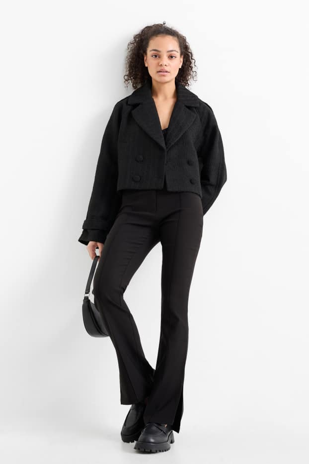 Femmes - Pantalon de toile - mid waist - bootcut fit - noir
