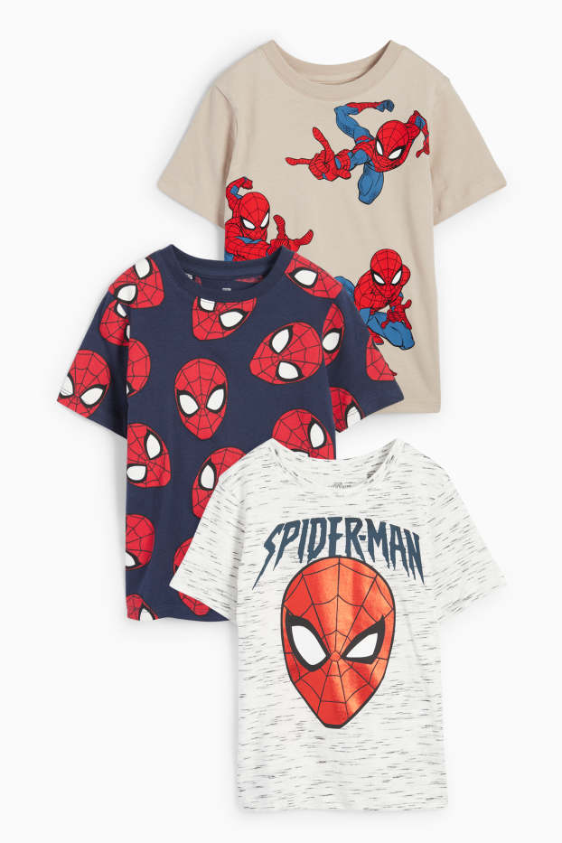 Nen - Paquet de 3 - Spiderman - samarreta de màniga curta - blau/beix