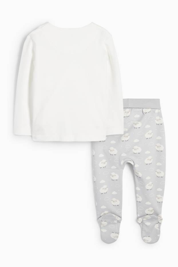 Baby Jungen - Schäfchen - Erstlingsoutfit - 2 teilig - hellgrau