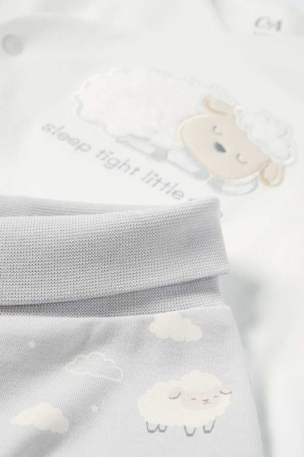 Baby Jungen - Schäfchen - Erstlingsoutfit - 2 teilig - hellgrau