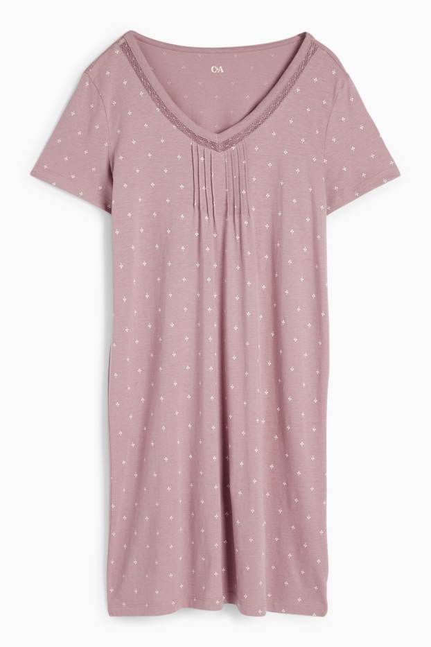 Femmes - Chemise de nuit - à motif - rose foncé