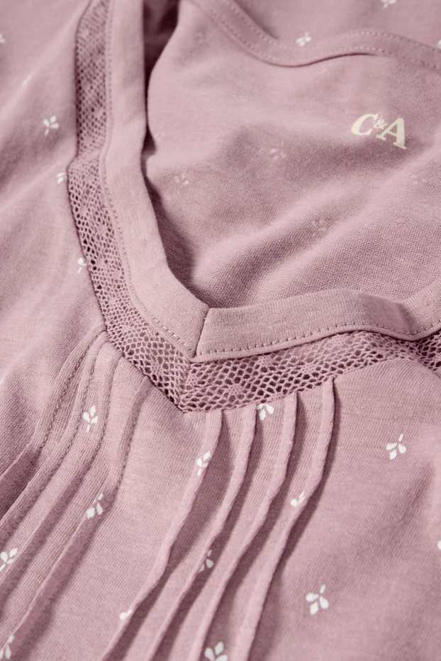 Femmes - Chemise de nuit - à motif - rose foncé