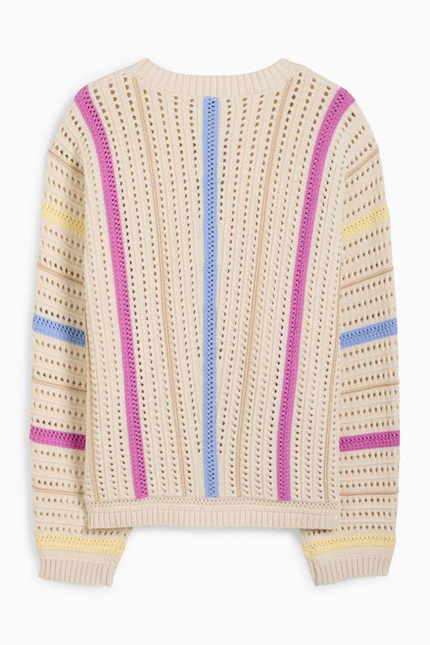 Femmes - Pull - à rayures - beige clair