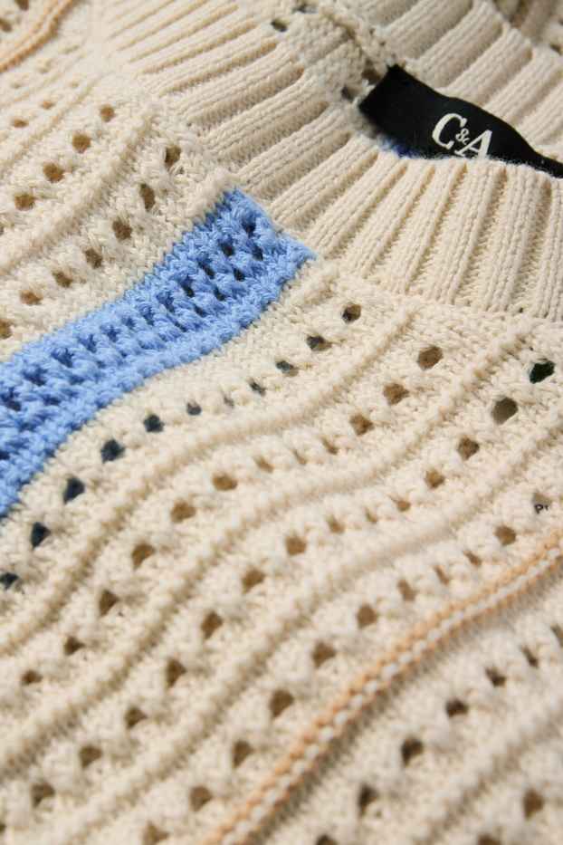 Femmes - Pull - à rayures - beige clair
