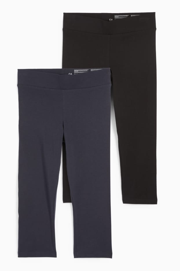 Damen - Multipack 2er - Basic-Capri-Leggings - blau / schwarz