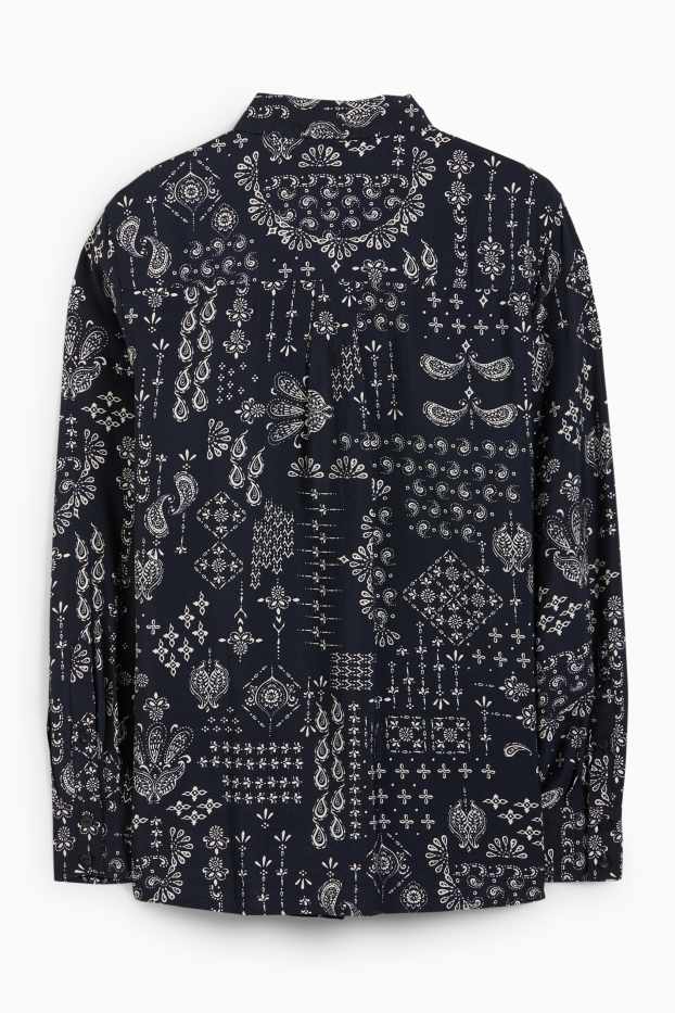 Women - Blouse - patterned - dark blue
