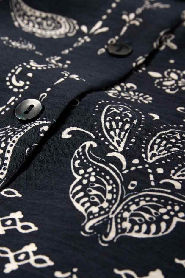 Women - Blouse - patterned - dark blue