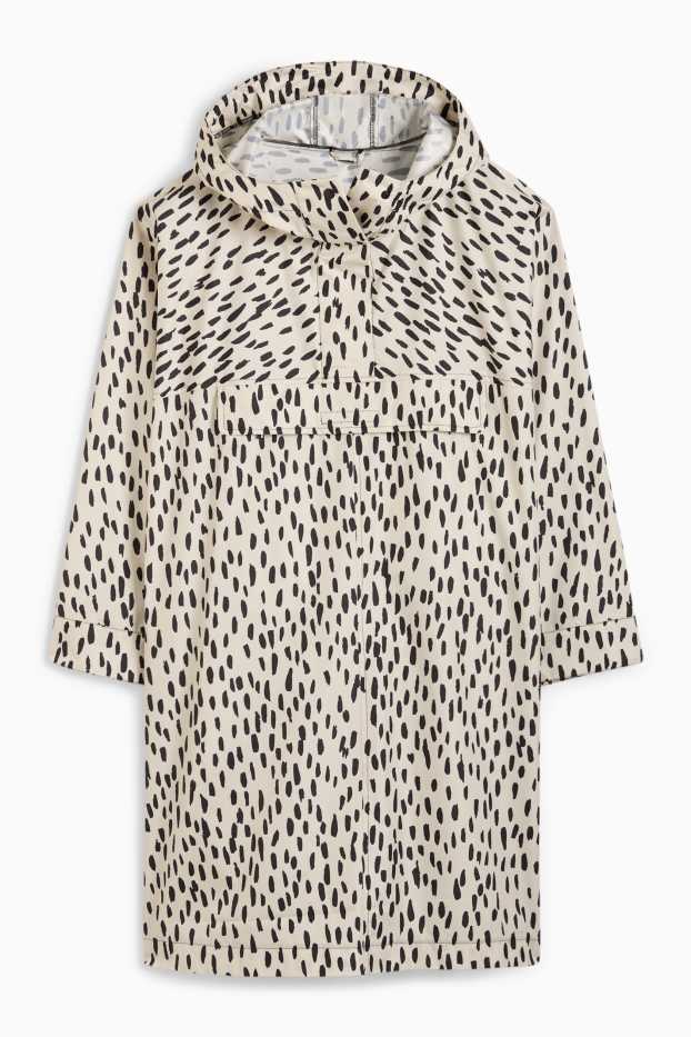 Damen - Cape mit Kapuze - faltbar - wasserabweisend - gemustert - hellbeige