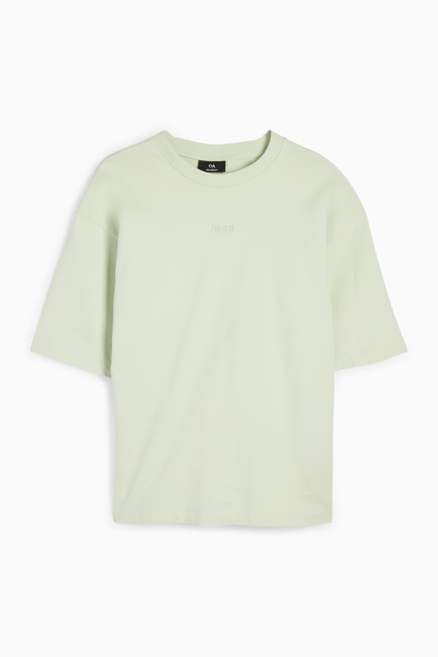 Heren - Sweatshirt - relaxed fit - korte mouwen - mintgroen