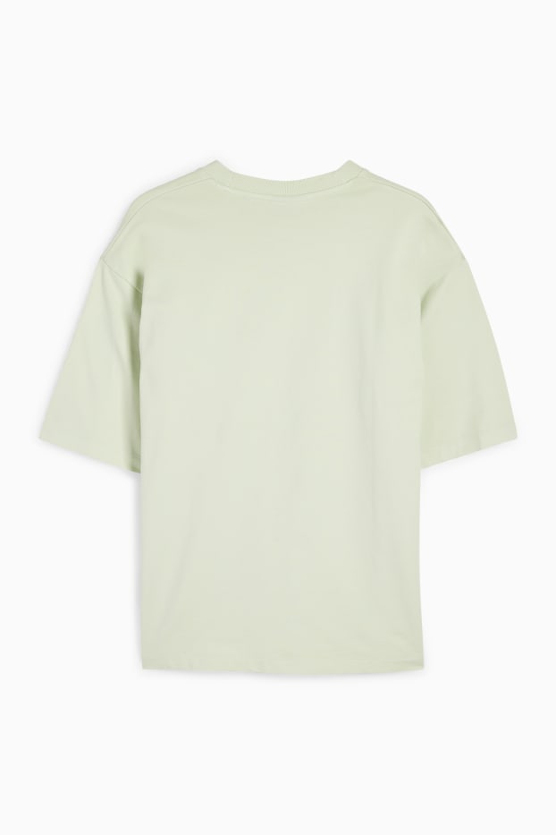 Heren - Sweatshirt - relaxed fit - korte mouwen - mintgroen