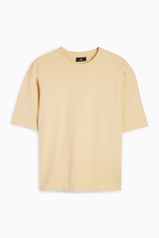 Heren - Sweatshirt - relaxed fit - korte mouwen - geel