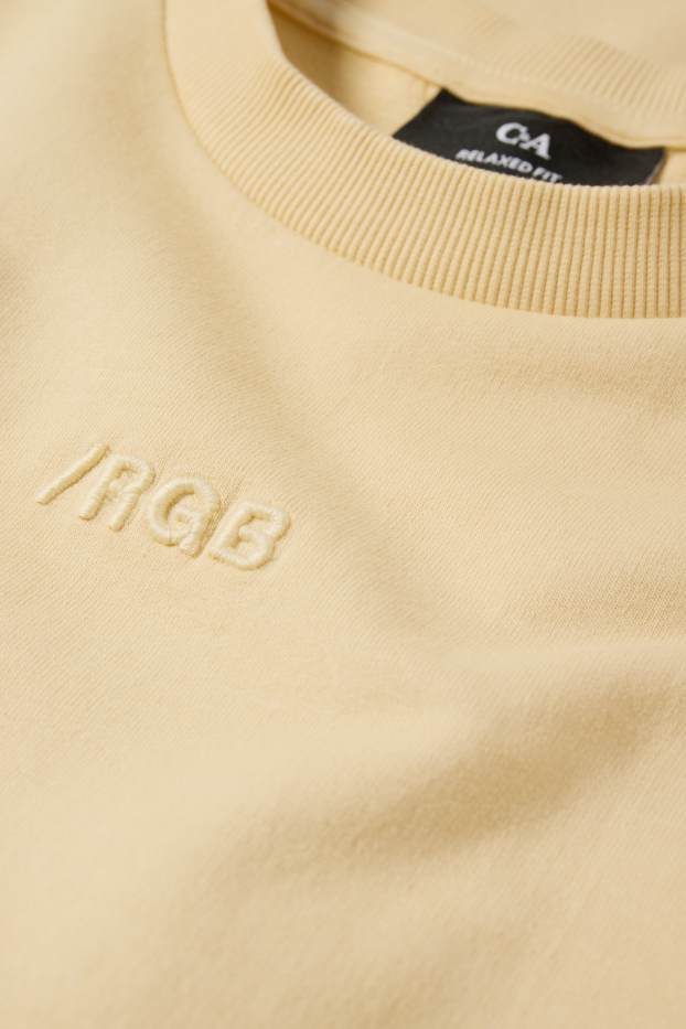 Heren - Sweatshirt - relaxed fit - korte mouwen - geel