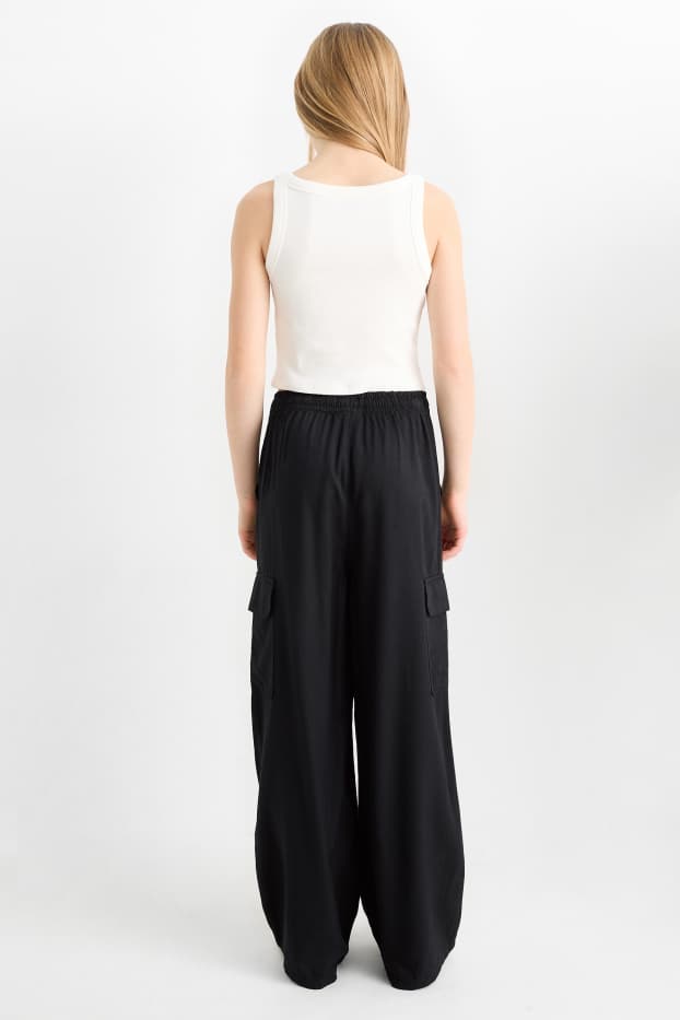 Bambine - Pantaloni cargo - nero