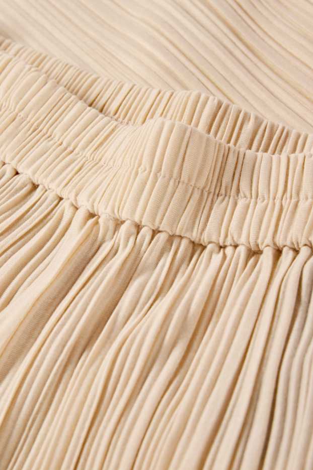 Dámské - Plisované kalhoty - high waist - wide leg - světle béžová