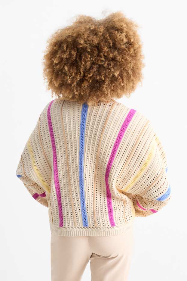 Femmes - Pull - à rayures - beige clair