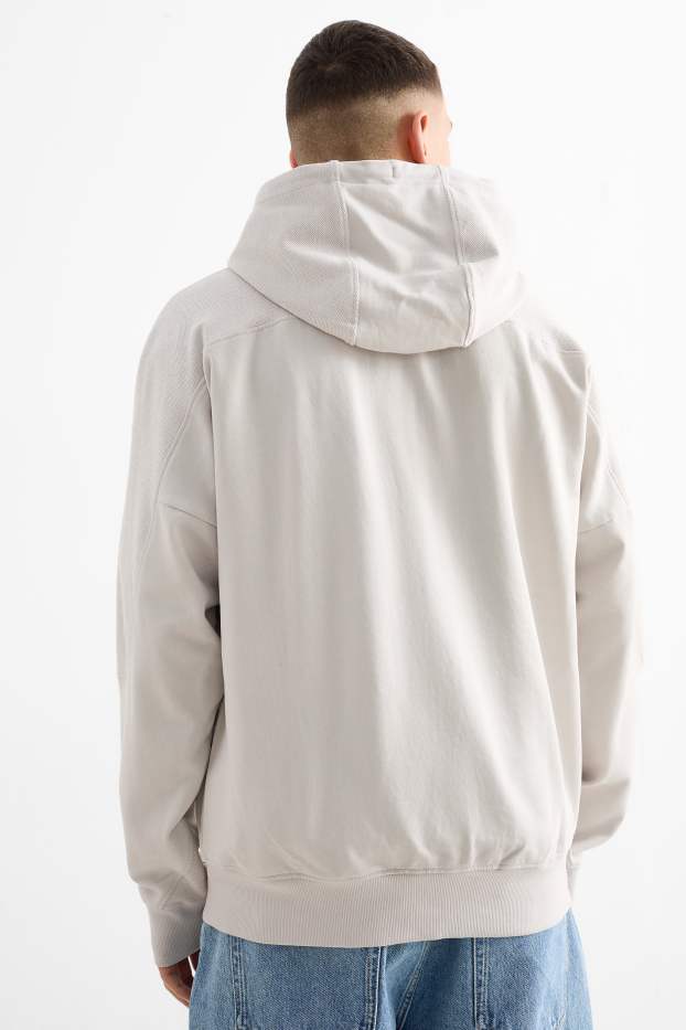 Herren - Oversized-Sweatjacke mit Kapuze - hellgrau