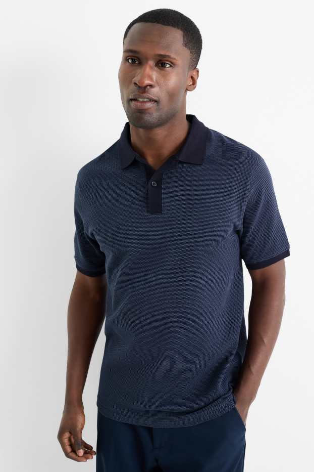 Herren - Poloshirt - Regular Fit - strukturiert - dunkelblau