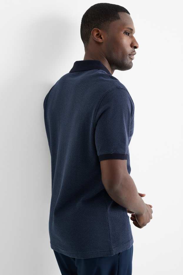 Herren - Poloshirt - Regular Fit - strukturiert - dunkelblau
