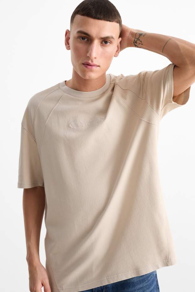 Heren - Sweatshirt - korte mouwen - licht beige