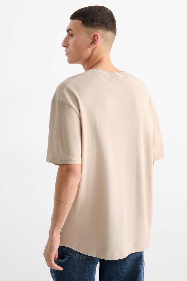 Heren - Sweatshirt - korte mouwen - licht beige