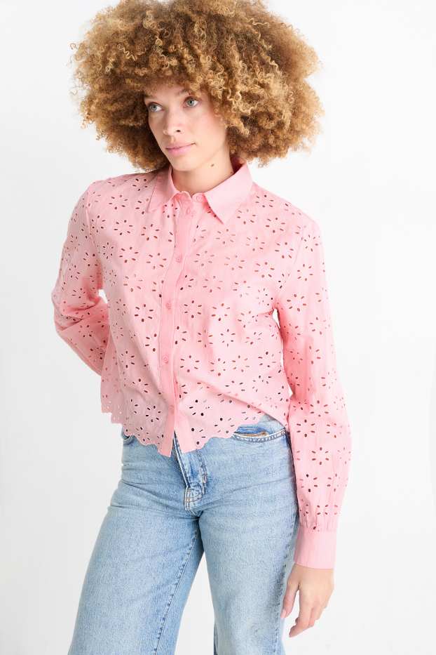 Dona - Brusa - brodat anglès - rosa