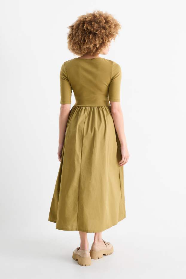 Damen - Fit & Flare Kleid - khaki