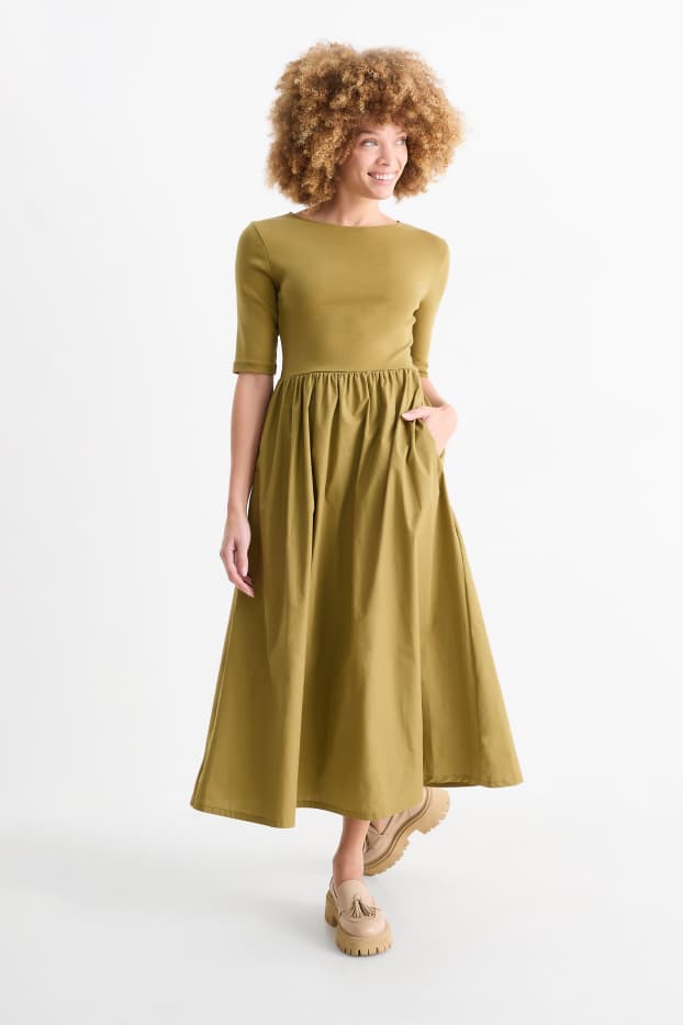 Damen - Fit & Flare Kleid - khaki