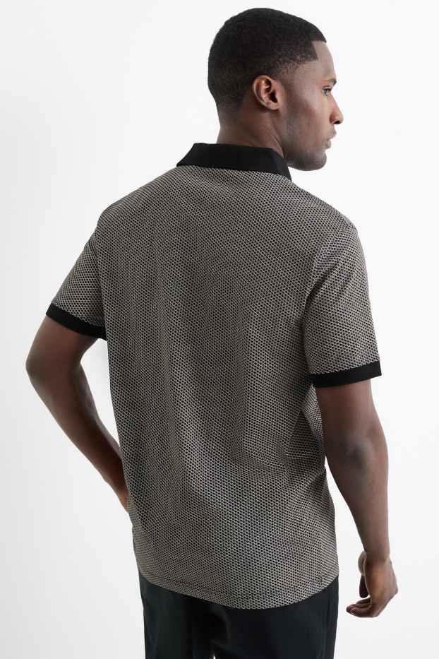 Herren - Poloshirt - kariert - schwarz