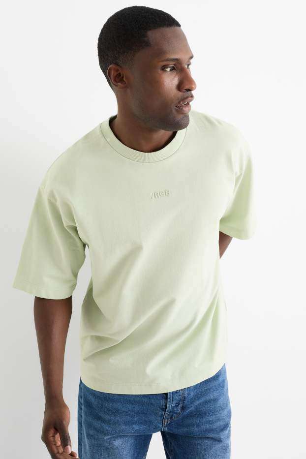 Heren - Sweatshirt - relaxed fit - korte mouwen - mintgroen