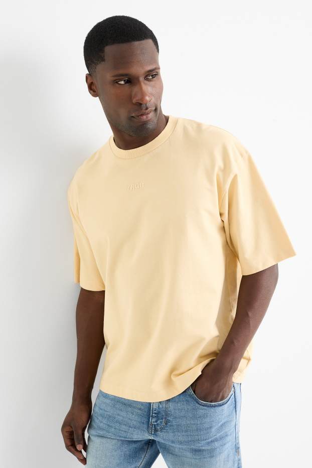 Heren - Sweatshirt - relaxed fit - korte mouwen - geel