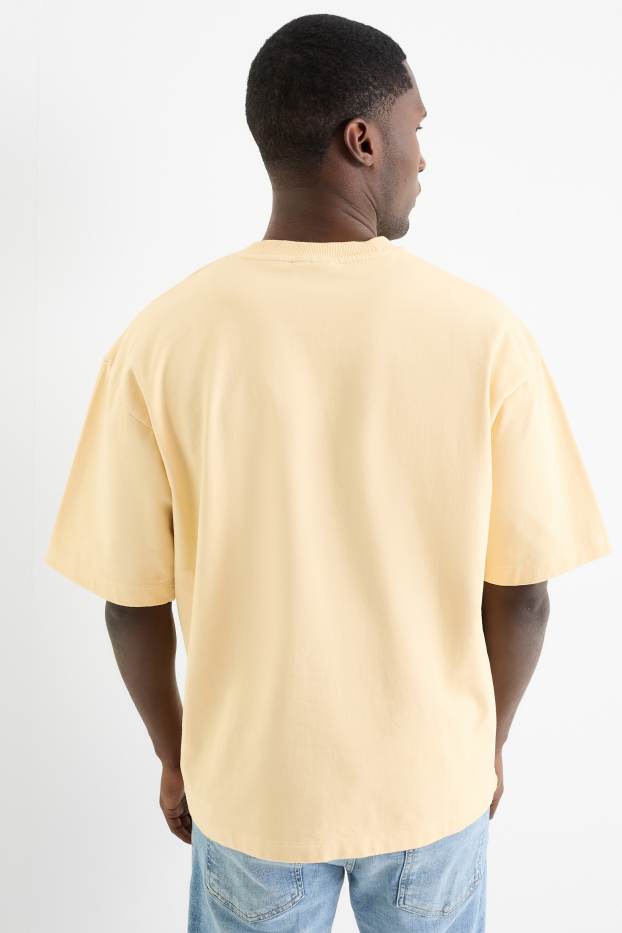 Heren - Sweatshirt - relaxed fit - korte mouwen - geel