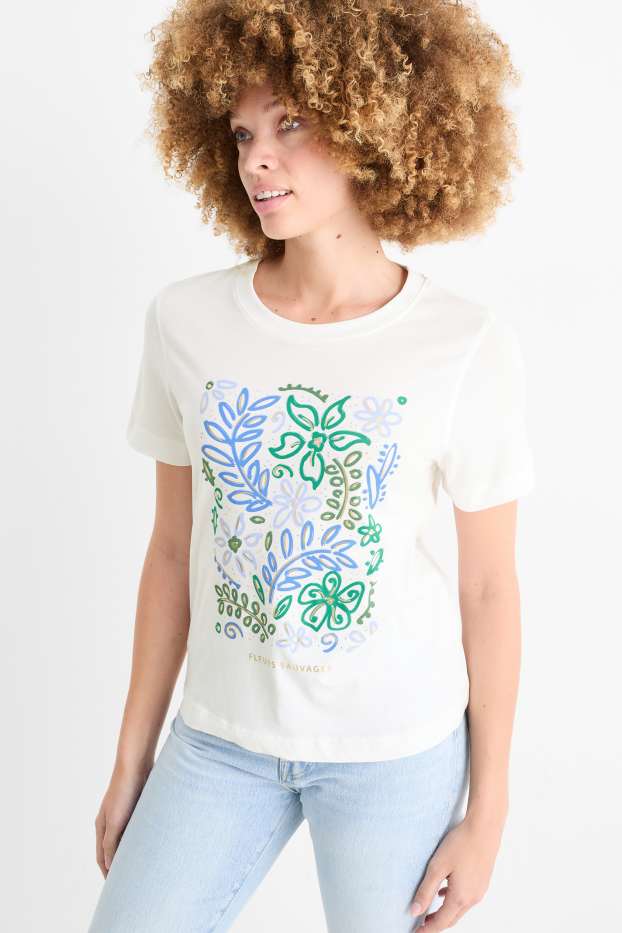 Femmes - T-shirt - blanc crème