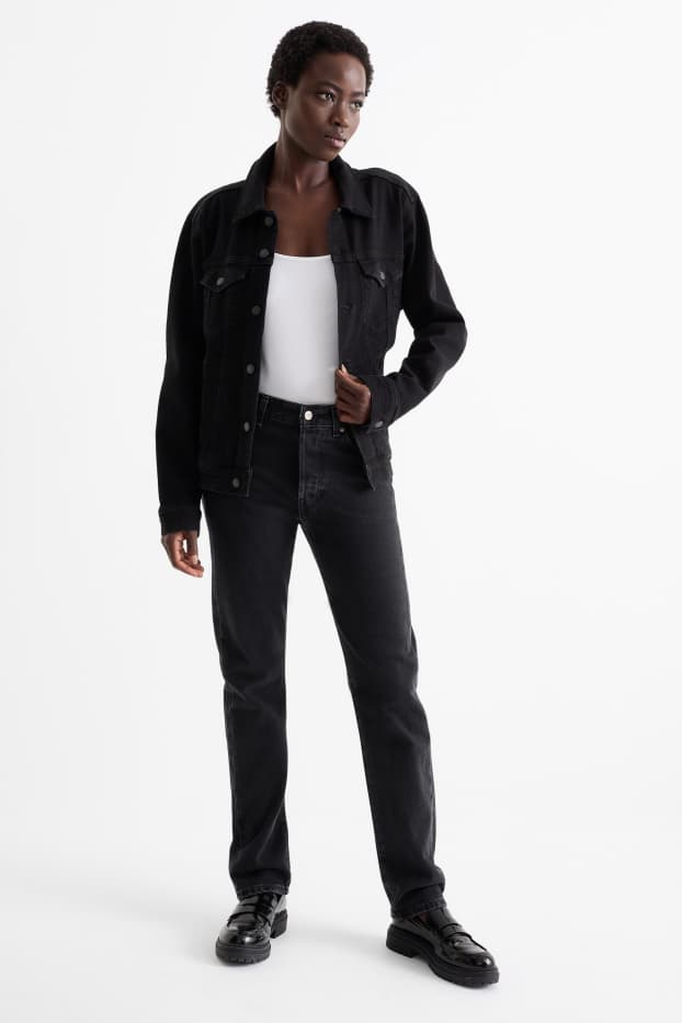 Dames - Vintage straight jeans - mid waist - zwart