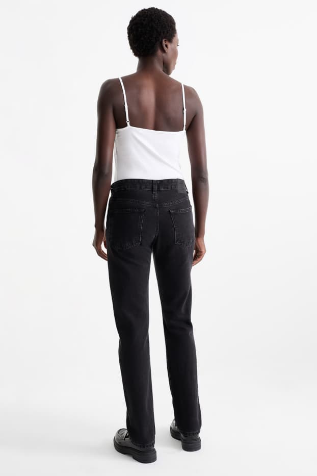 Dames - Vintage straight jeans - mid waist - zwart