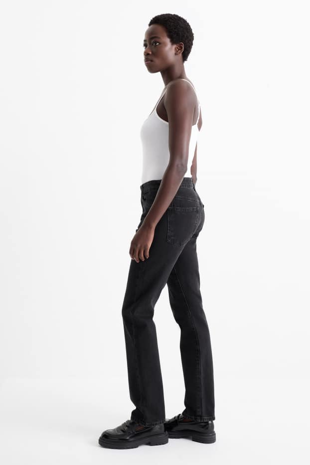 Dames - Vintage straight jeans - mid waist - zwart