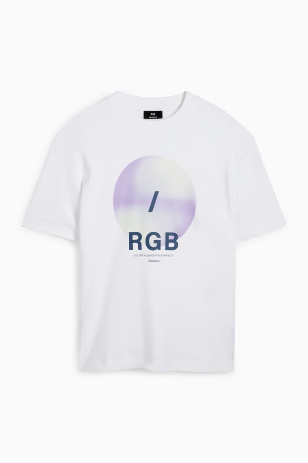 Heren - T-shirt - relaxed fit  - wit
