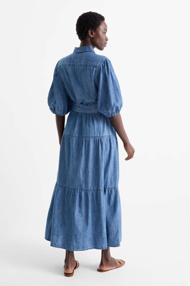 Donna - Vestito a camicia in jeans - jeans blu
