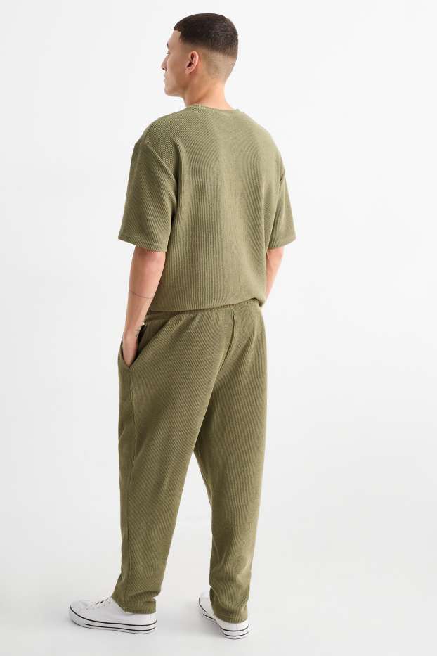 Bărbați - Pantaloni de trening - reiați - verde închis