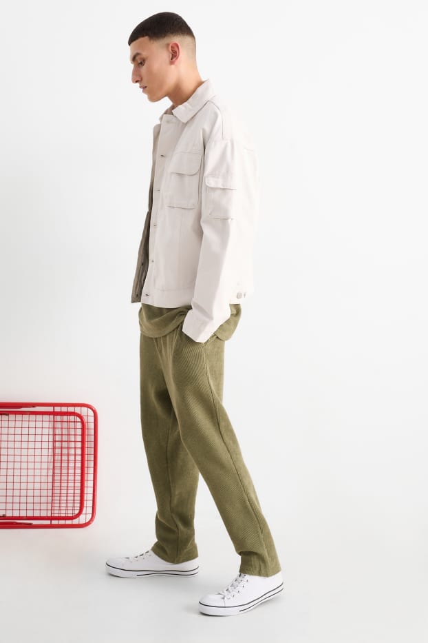 Bărbați - Pantaloni de trening - reiați - verde închis