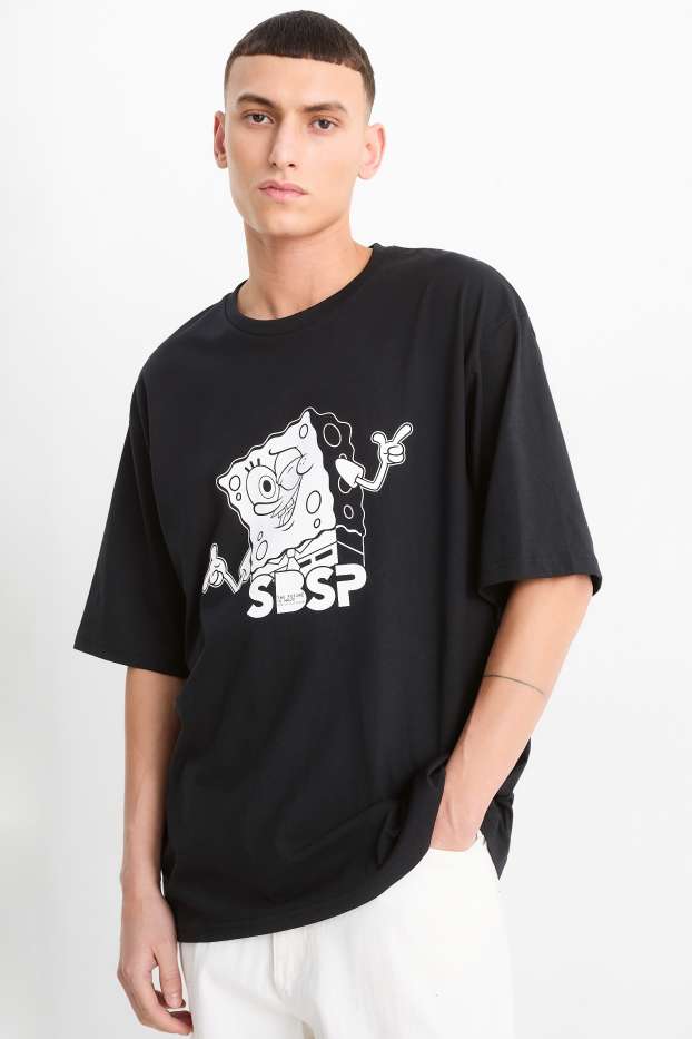 Heren - T-shirt - SpongeBob SquarePants - zwart