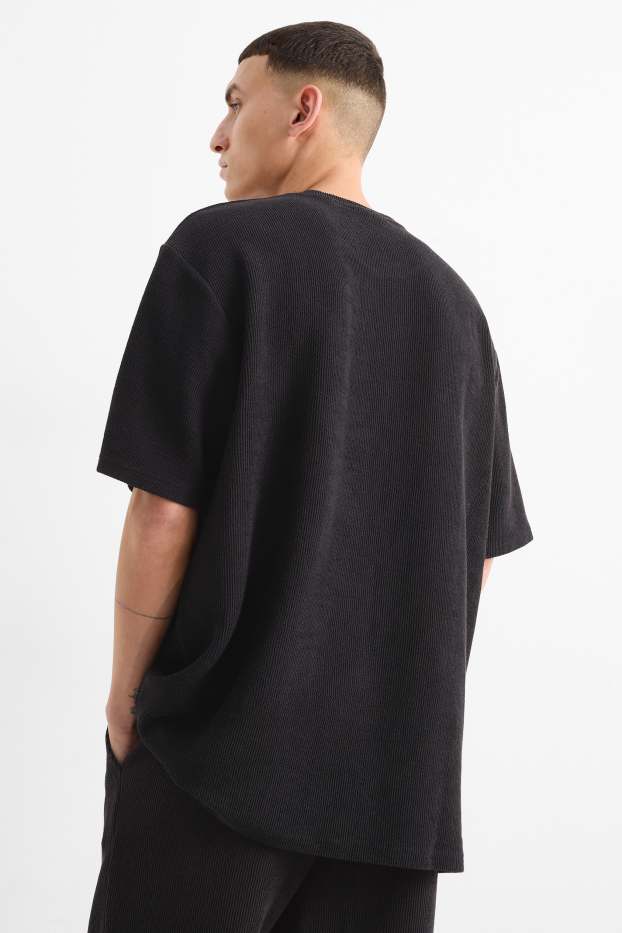 Home - Samarreta de màniga curta - regular fit - acanalada - negre