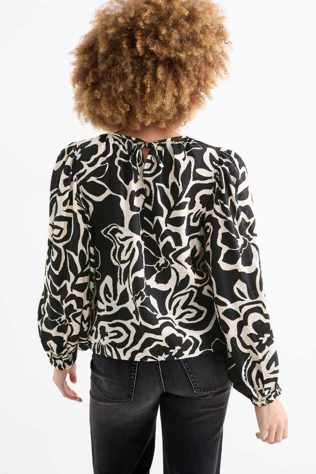 Women - Blouse - floral - black / beige