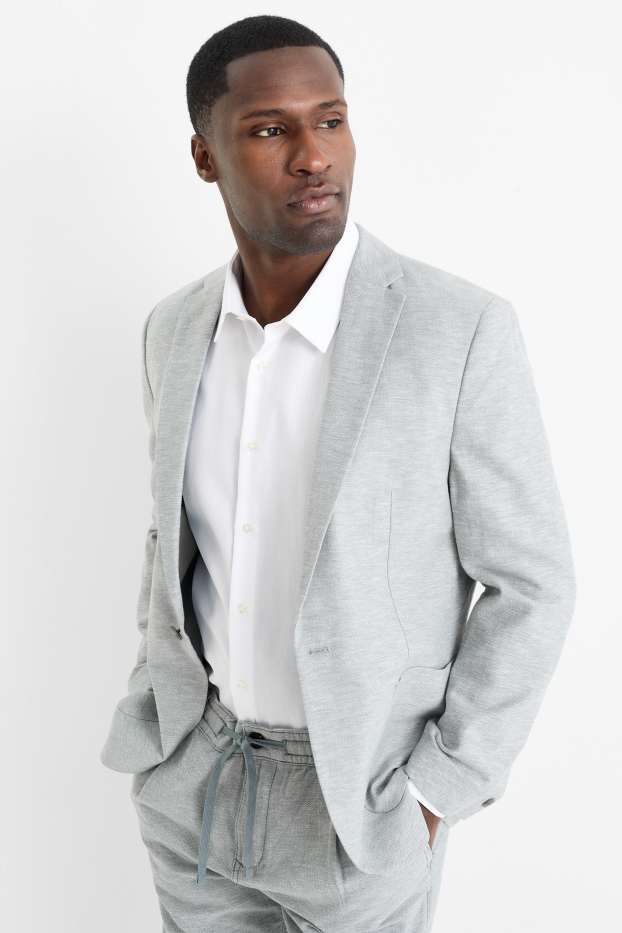 Home - Americana amb component de lli - slim fit - blau clar