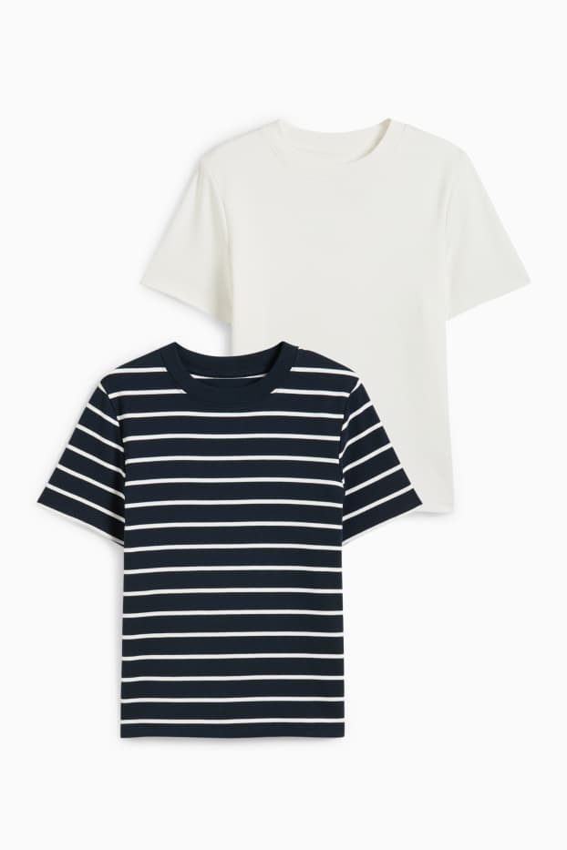 Femmes - Lot de 2 - T-shirts basiques - bleu  / crème