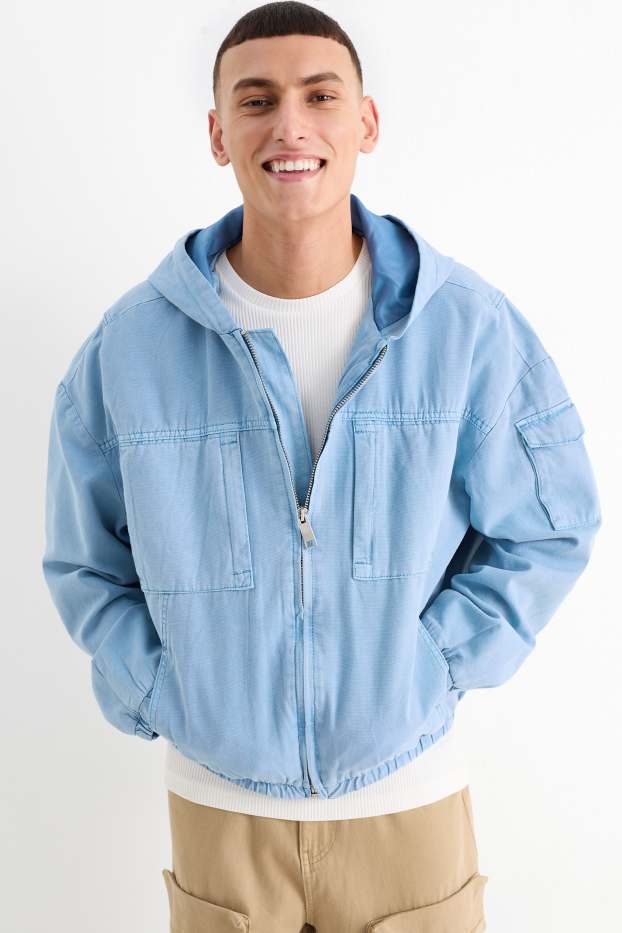 Herren - Jacke mit Kapuze - blau