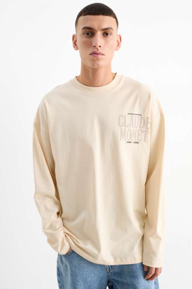 Heren - Longsleeve - Claude Monet - licht beige