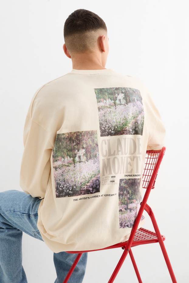 Heren - Longsleeve - Claude Monet - licht beige