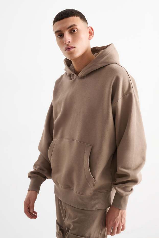 Uomo - Felpa con cappuccio oversize - marrone