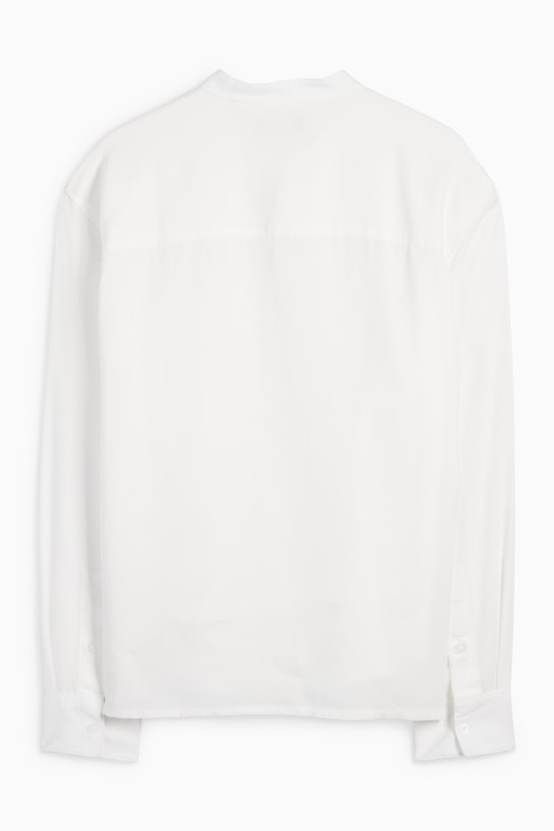 Herren - Hemd - Relaxed Fit - Stehkragen - weiß