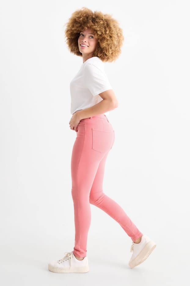 Donna - Jeggings - vita alta - fucsia